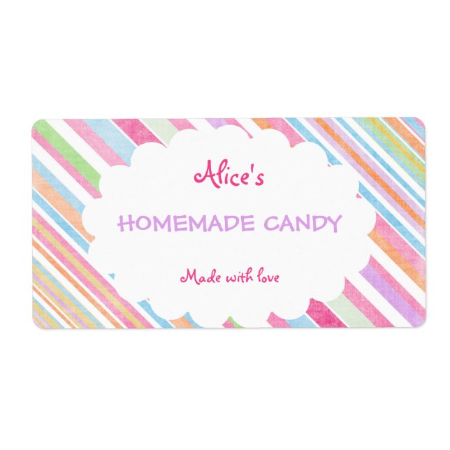 Pastel Rainbow Stripe Personalised Homemade Candy (Front)