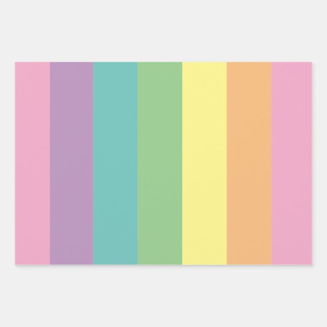 Pastel Rainbow Stripe Wrapping Paper (Front)