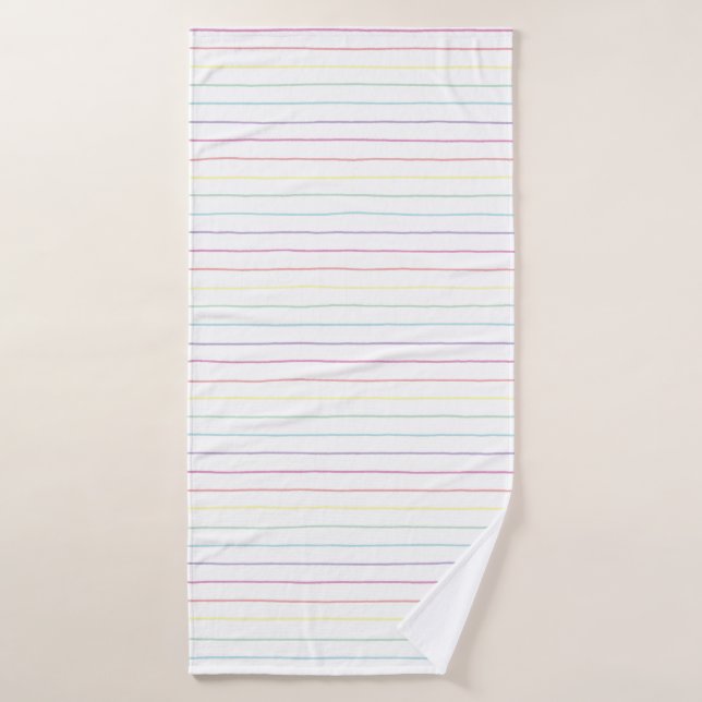 Pastel Rainbow Striped Bath or Beach Towel (Bath Towel)