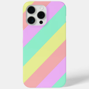 Pastel Rainbow Striped Pattern iPhone 15 Pro Max Case