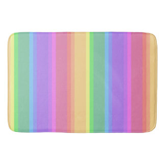 Pastel rainbow stripes bath mat