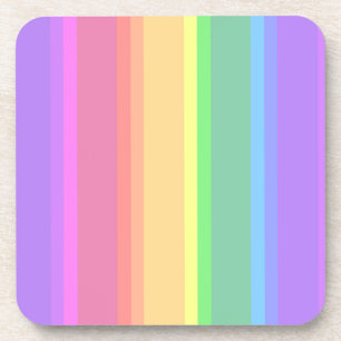 Pastel rainbow stripes coaster