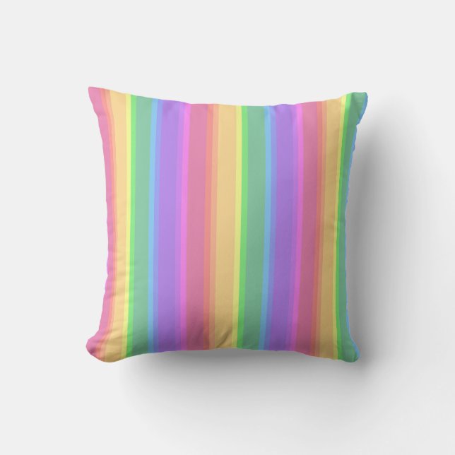 Pastel rainbow stripes cushion (Front)