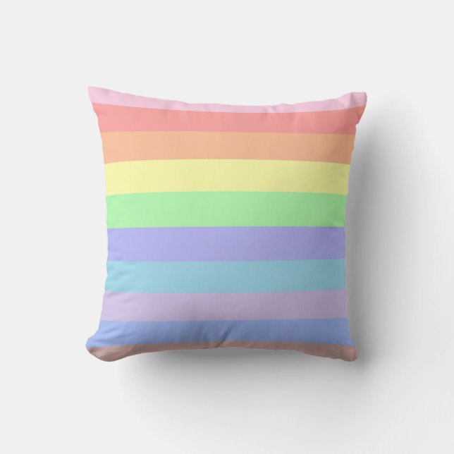 Pastel Rainbow Stripes Cushion (Front)