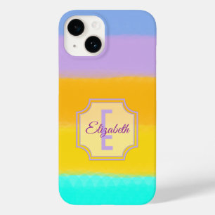 Pastel Rainbow Stripes Custom Name Monogram Case-Mate iPhone 14 Case