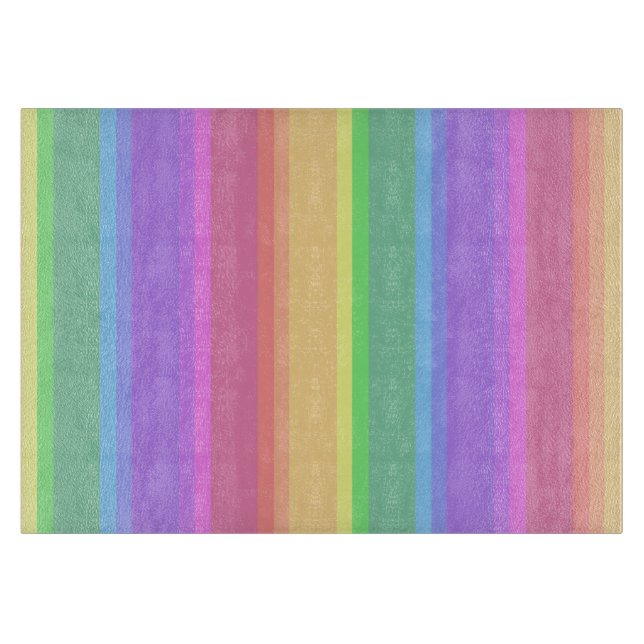 Pastel rainbow stripes cutting board (Front)
