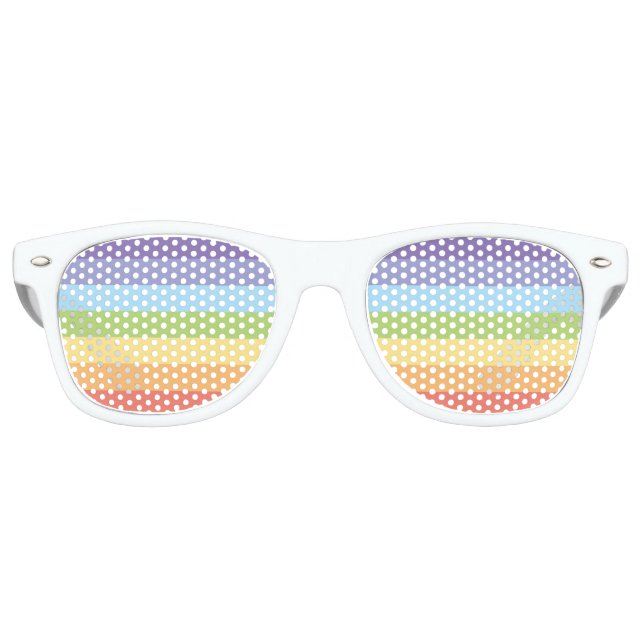 Pastel rainbow stripes Gay Pride Retro Sunglasses (Front)