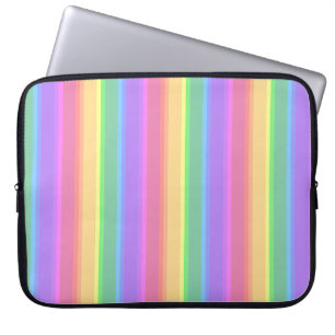 Pastel rainbow stripes laptop sleeve