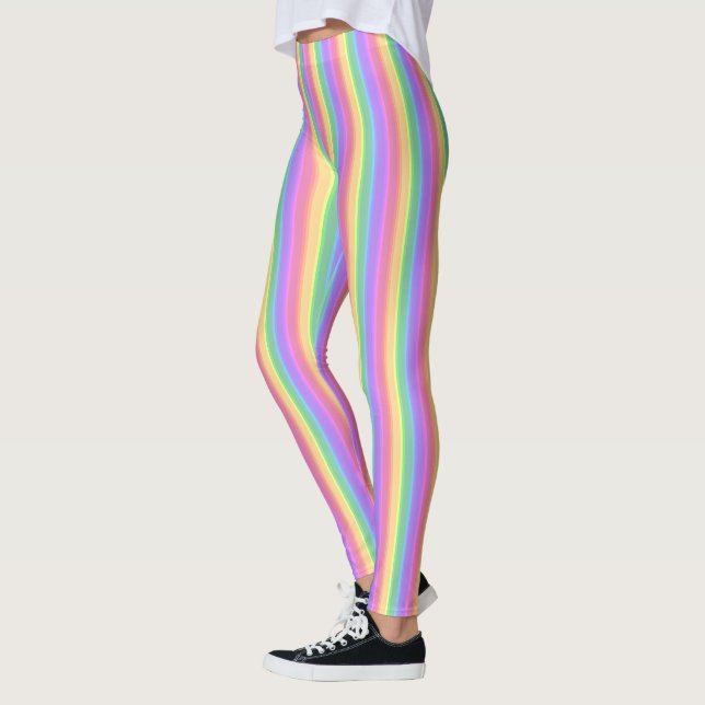 Pastel rainbow stripes leggings (Left)