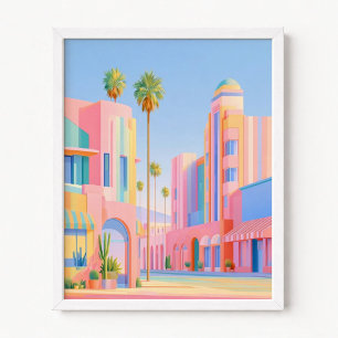 Pastel Rainbow Stripes Los Angeles Nostalgia Poster