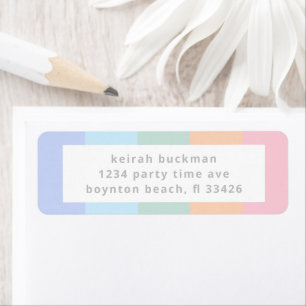 Pastel Rainbow Stripes Modern Colour Block Label