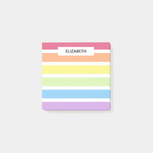 Pastel Rainbow Stripes Name   Personalize Post-it Notes