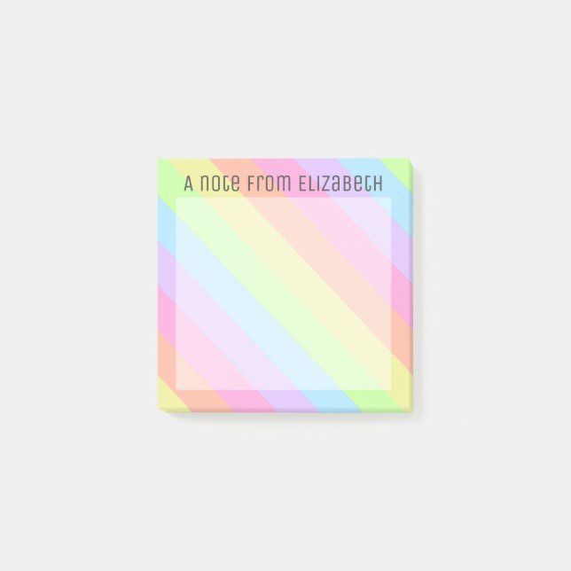 Pastel Rainbow Stripes Name Post-It® Notes (Front)
