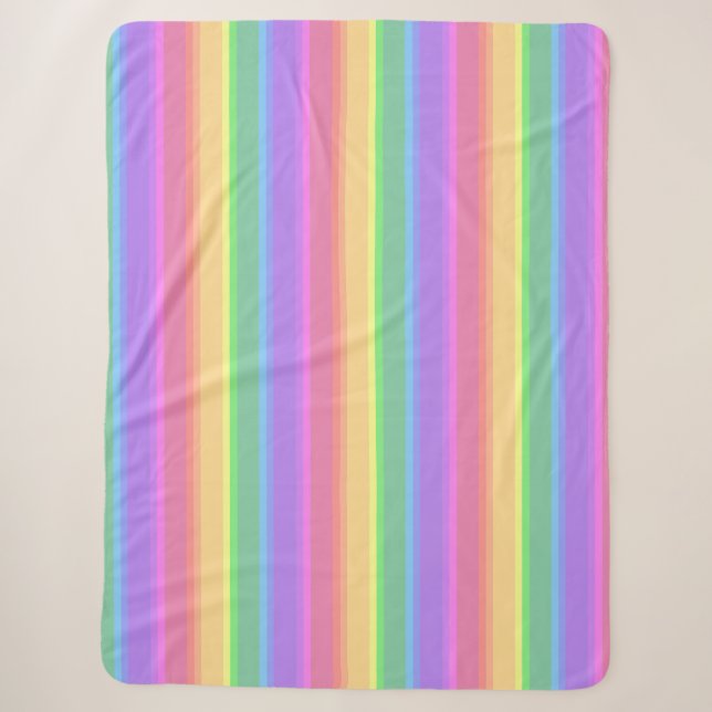 Pastel rainbow stripes sherpa blanket (Front)