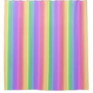 Pastel rainbow stripes shower curtain