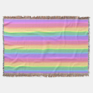 Pastel rainbow stripes throw blanket