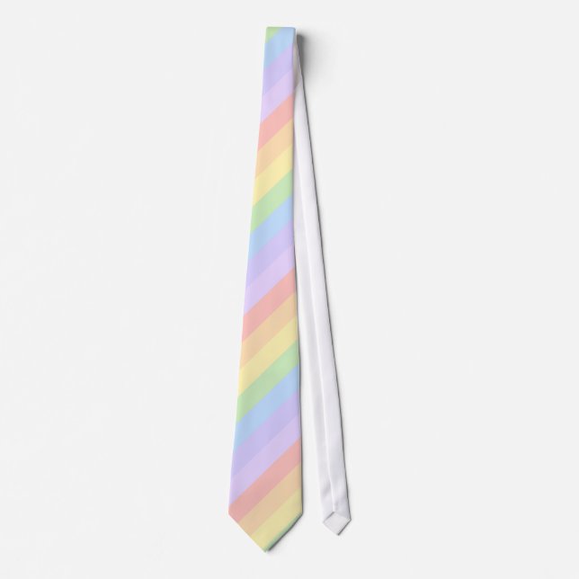 Pastel Rainbow Stripes. Tie (Front)