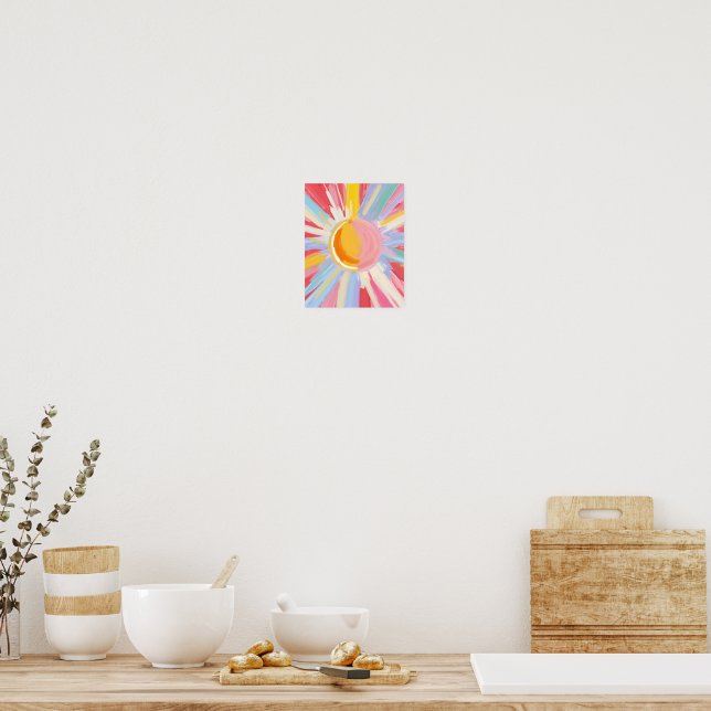 Pastel Rainbow Sun Burst Poster Print (Kitchen)
