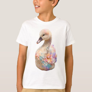 Pastel Rainbow Swan Cygnet Kids T-Shirt