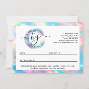 Pastel Rainbow Swash Logo Gift Certificate Card