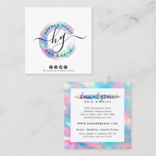 Pastel Rainbow Swash Logo Hair Nails Social Media Square Business Card