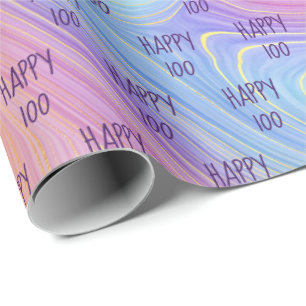 Pastel Rainbow Swirl 100th Birthday Wrapping Paper