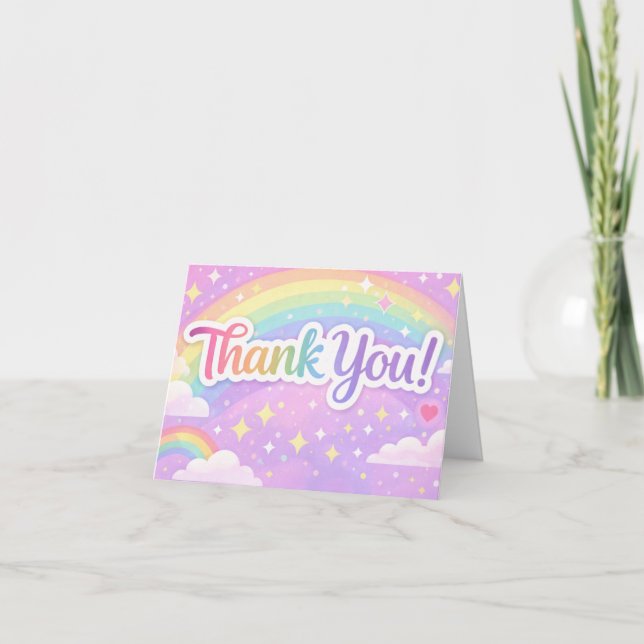 Pastel Rainbow Thank You Card – Cute Appreciation  (Front)