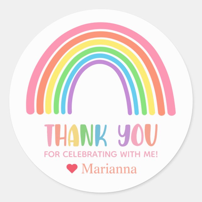 Pastel Rainbow Thank You Stickers (Front)