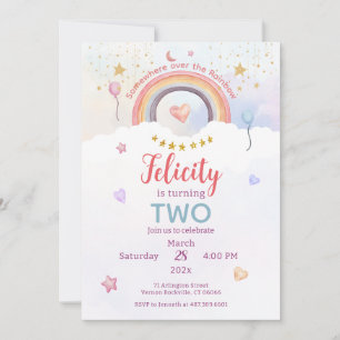 Pastel Rainbow Tie Dye Birthday Invitation