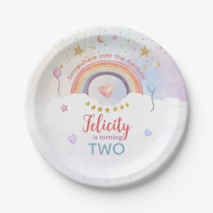 Pastel Rainbow Tie Dye Birthday Paper Plate