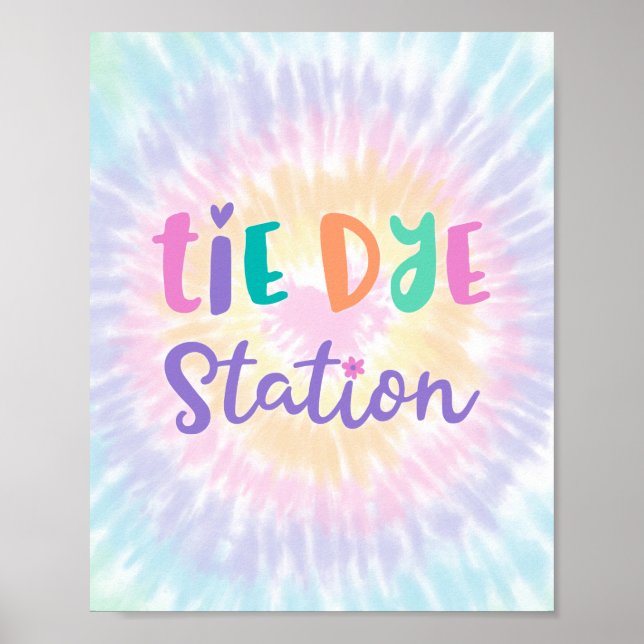 Pastel Rainbow Tie Dye Station Party Sign (Front)