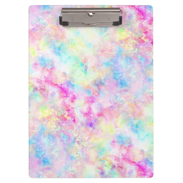 Pastel Rainbow Tie Dye Watercolor Clipboard (Front)