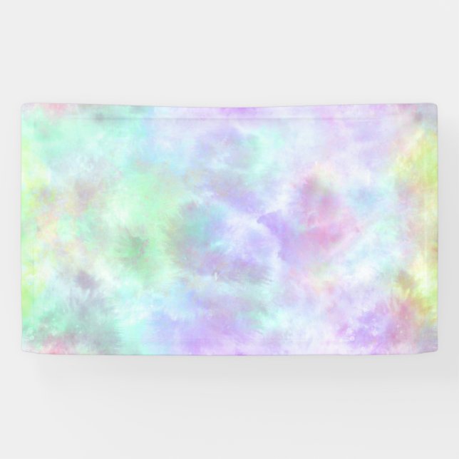 Pastel Rainbow Tie-Dye Watercolor Painting Banner (Horizontal)