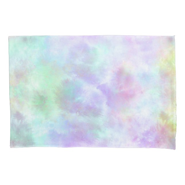 Pastel Rainbow Tie-Dye Watercolor Painting Pillowcase (Front)