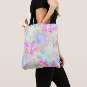 Pastel Rainbow Tie Dye Watercolor Tote Bag