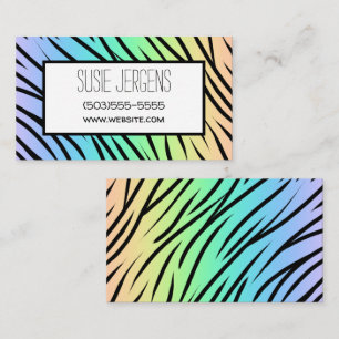 Pastel Rainbow Tiger Print Customisable  Business Card