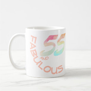 Pastel Rainbow Typography 55 Year Old Birthday Coffee Mug
