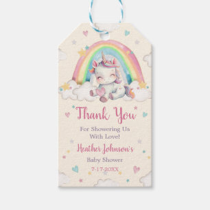 Pastel Rainbow Unicorn Baby Shower Gift Tags