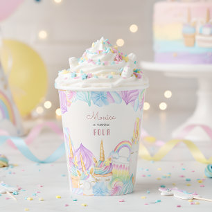Pastel rainbow unicorn sweet birthday paper cups