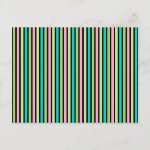 Pastel Rainbow Vertical Lines Geometric Pink Green Postcard