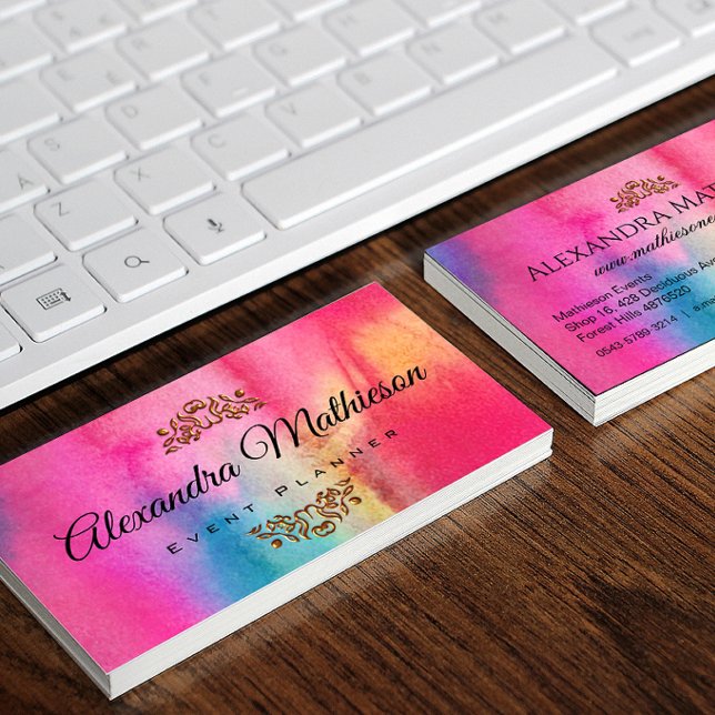 Pastel Rainbow Watercolor Business Card (Creator Uploaded)