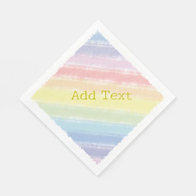 Pastel Rainbow Watercolor Custom Text Baby Shower Napkin (Corner)