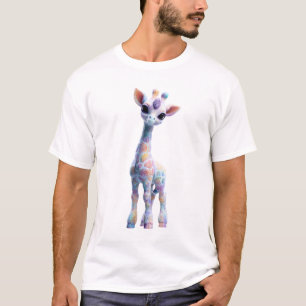 Pastel Rainbow Watercolor Giraffe Men T-Shirt