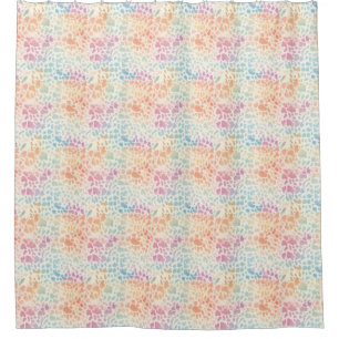 Pastel Rainbow Watercolor Leopard Print Shower Curtain