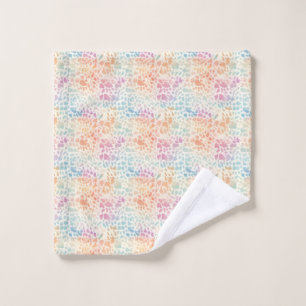 Pastel Rainbow Watercolor Leopard Print Wash Cloth