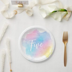 Pastel Rainbow Watercolor  Paper Plate