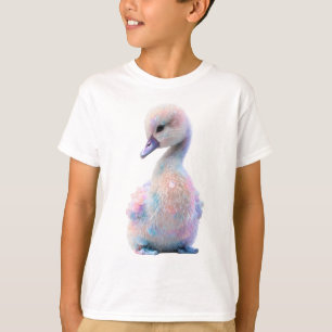 Pastel Rainbow Watercolor Swan Cygnet Kids T-Shirt