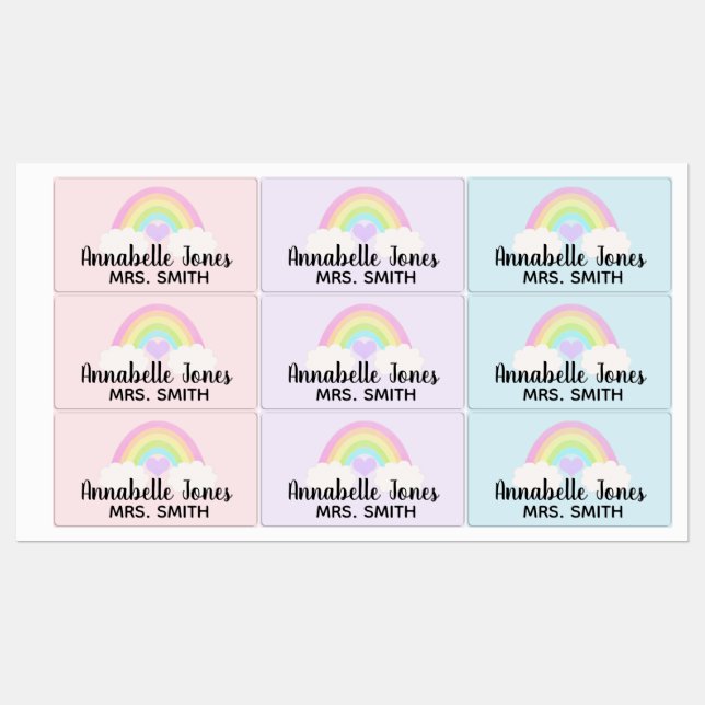Pastel Rainbow Waterproof Adhesive Labels (Sheet)