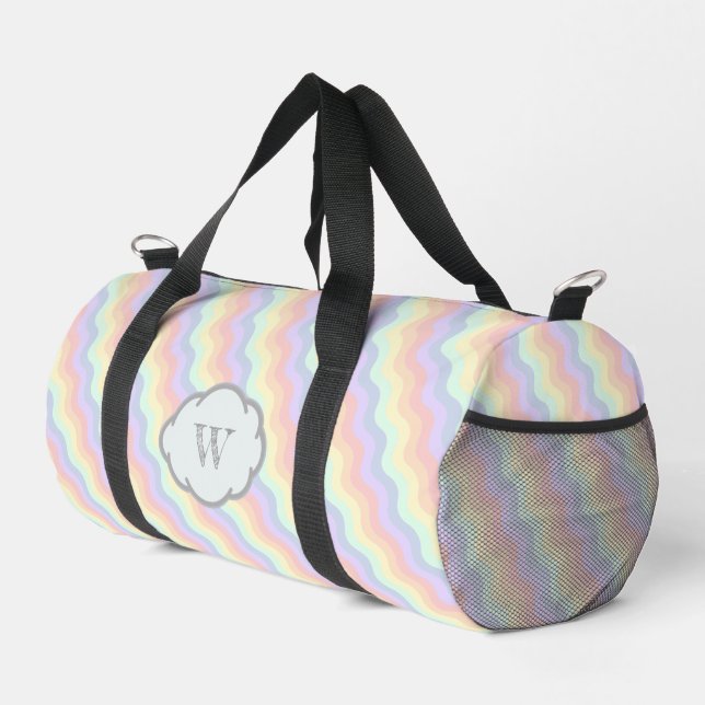 Pastel Rainbow Waves Duffle Bag (Right Corner)