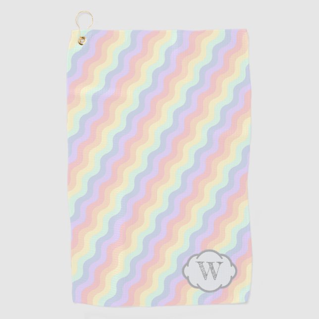 Pastel Rainbow Waves Golf Towel (Front)